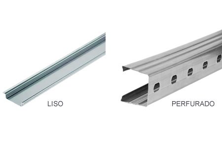 Trilho Din Perfurado para eletrocalhas Perfil 38x58